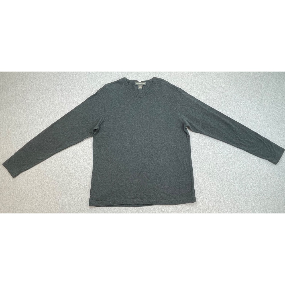 Banana Republic Sweater Mens Large Gray 100% Cotton Tight Knit V-Neck